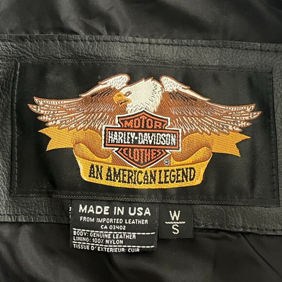 Harley Davidson Black Leather Biker Moto Jacket Coat Women's Small - Picture 6 of 7